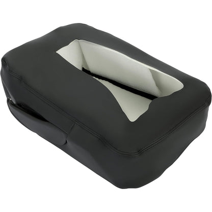 HECASA Leather Center Console Lid Armrest Cover Compatible with 2007-2014 Avalanche GMC Sierra Yukon Denali Suburban Silverado 1500 2500 3500HD Black