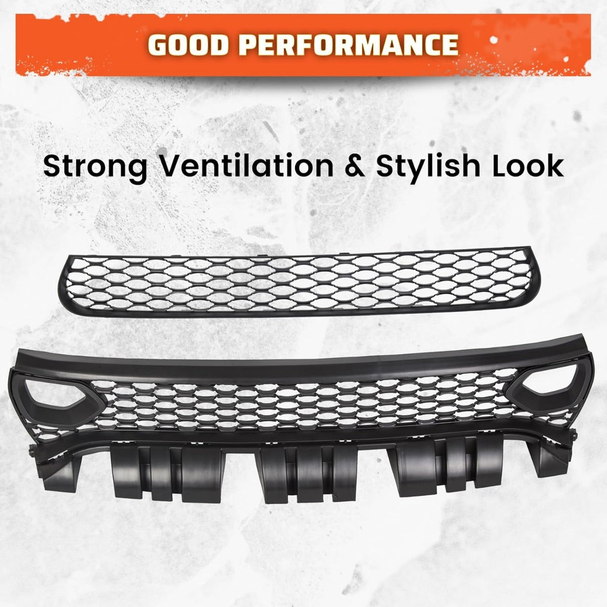 Upper Lower Grill Compatible with 2015-2023 Dodge Charger SRT Scat Pack Daytona 68394592AA 68417505AB Air Inlet Dual Kit Mesh Grille Guard Bezels LYAP-335-1