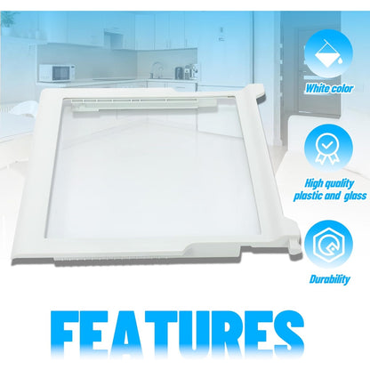 HECASA W10276341 Refrigerator Glass Shelf Compatible with Whirlpool Kenmore Sears Refrigerator Clear White Plastic Glass WPW10276341 1566982 2309523 PS11751711 W10167066 AP6018409 Replacement only