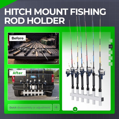 Hitch Mount Fishing Rod Holder Aluminium Fishing Pole Rack for