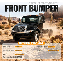ALMULOO Front Bumper Heavy Duty Steel Compatible with 2002-2015 International 4200 4300 4400 Base 2008-2014 8600 TranStar Base 2013 Durastar Base Replacement for 3664017C3 Powder Coated Black