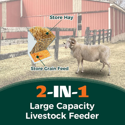 KUAFU Hay Feeder 2 in 1 Hay Rack Wall Mount Goat Feeders,Heavy Duty