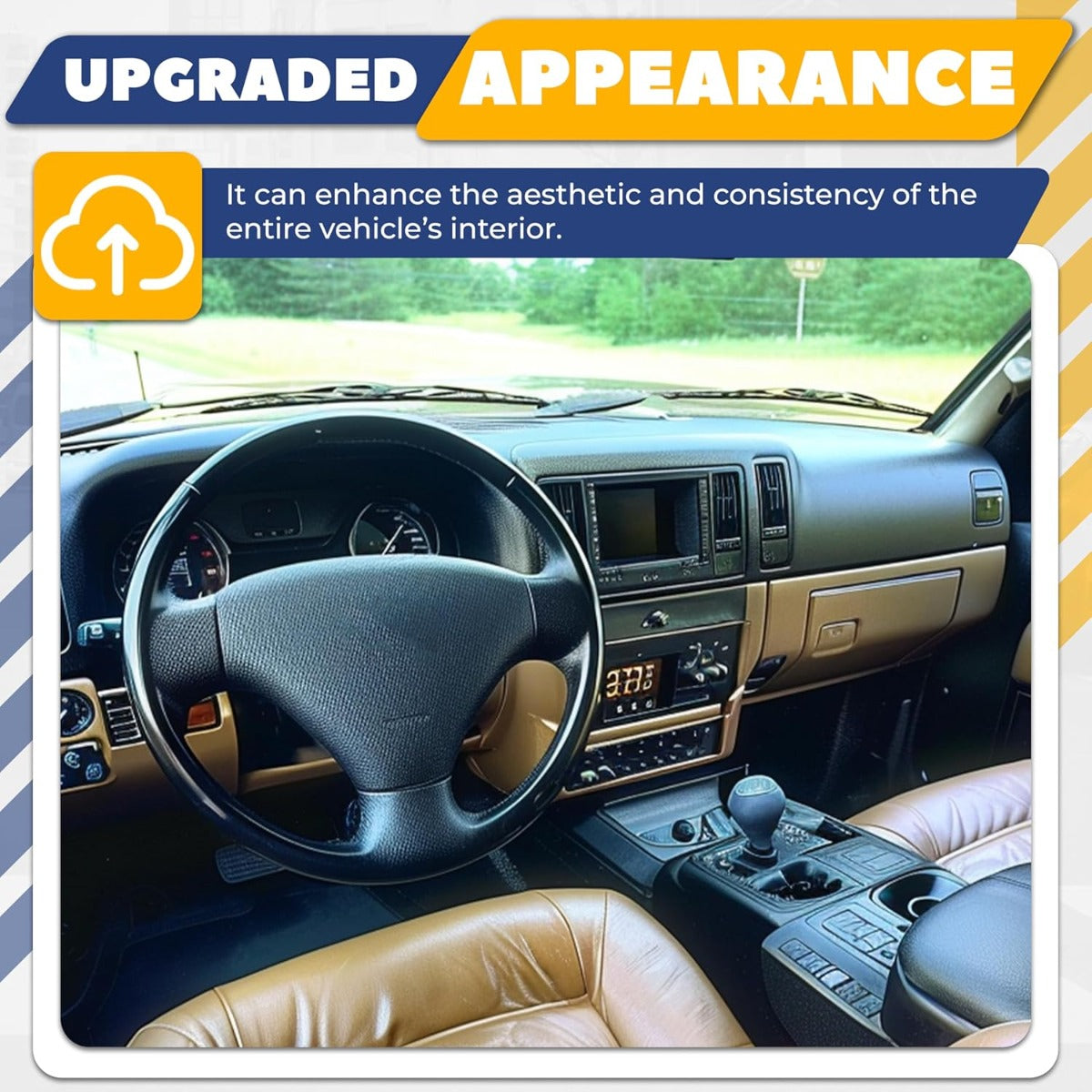 Center Dash Radio A/C Air Vent Cover Compatible with 1997-2003 Ford F150 Expedition Painted Dashboard Bezel Climate Panel Trim ABS Plastic (Matte Black)