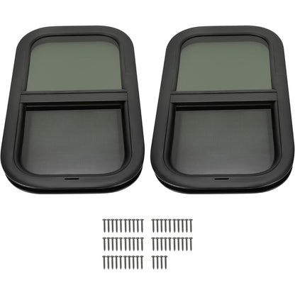 RV Window 12 Inches W x 22 Inches H for Trailer Cargo Camper Vertical Sliding Replacement with Trim Kit 2pcs LYAP-914-2