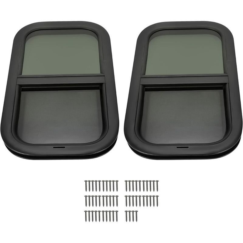 HECASA RV Window 12" W x 22" H for Trailer Cargo Camper Vertical Sliding Replacement with Trim Kit 2pcs LYAP-914-2