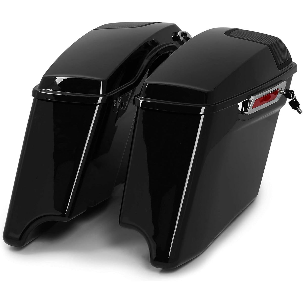 5" Stretched Hard Saddlebags w/ 5" x 7" Speaker Lids Grills Extended Saddle Bags  for  Harley Touring Street Glide Road King Electra Glide CVO Ultra-Classic 2014-2024 w/Audio Cover
