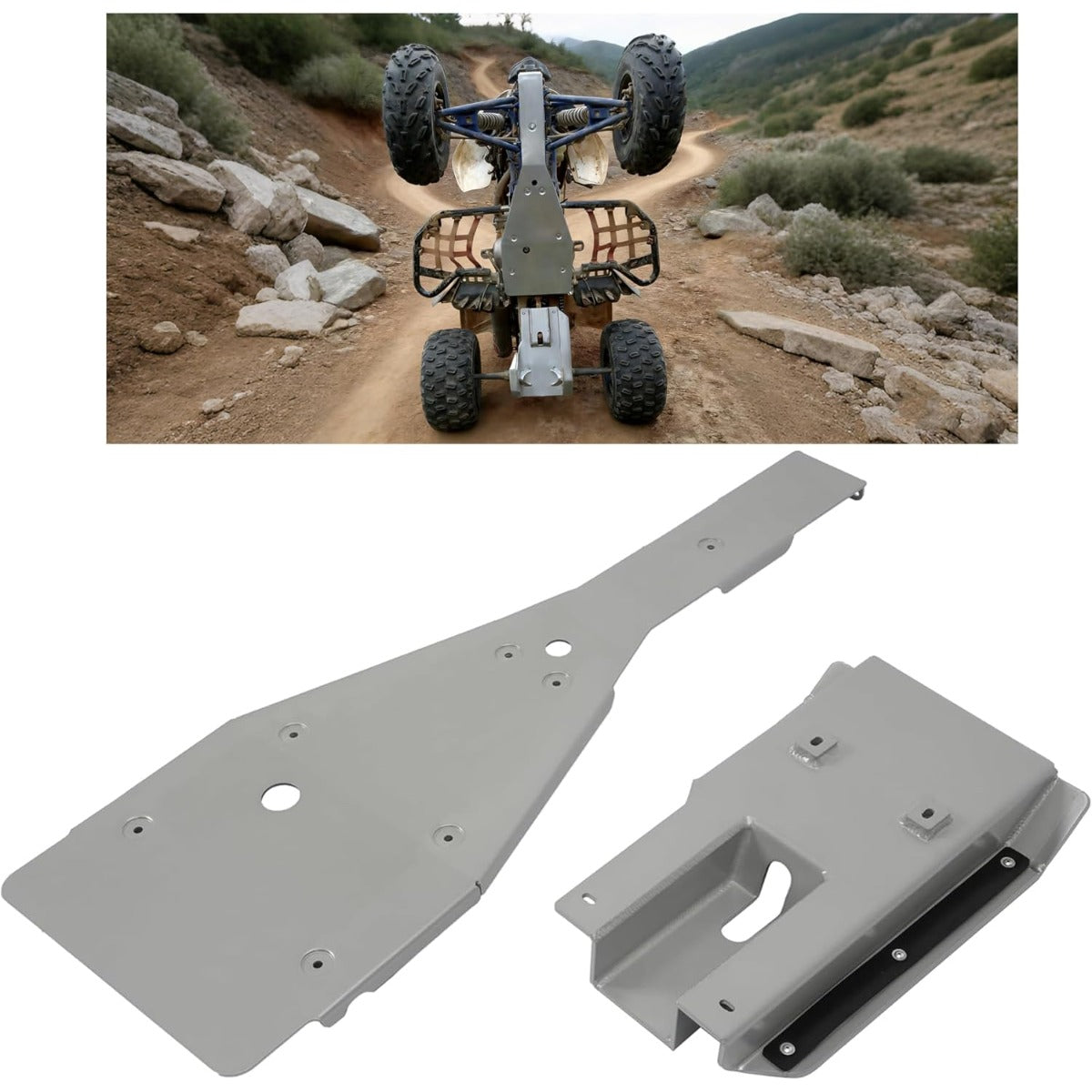 Chassis Glide & Swing Arm Skid Plate Gaurd Combo Compatible with 2006-2026 Yamaha Raptor 700 700R