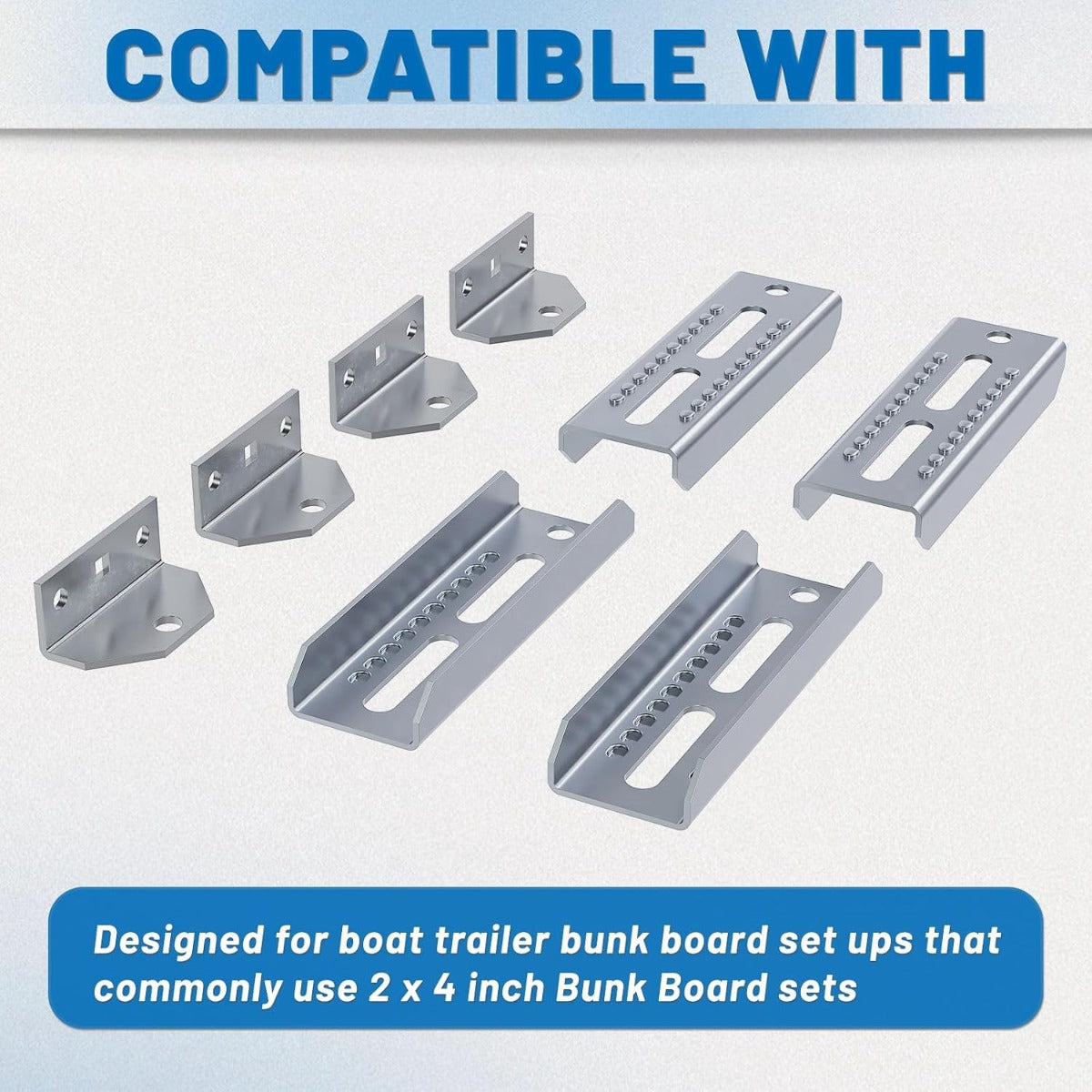 ECOTRIC Galvanized Swivel Top Bunk Bracket Kit Compatible with 2 x 4 Boat Trailer Crossmember - Ski Boat, Fishing Boat or Sailboat