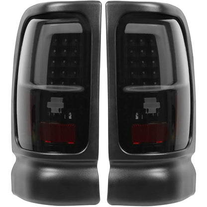Kojem LED Tail Lights Pair Compatible with 1994-2002 Dodge Ram 1500 2500 3500 LED Tube Bar Tube Taillight Brake Turn Signal Lamps Pair Black Housing & Smoke Lens Replacement for CH2800122 CH2801122