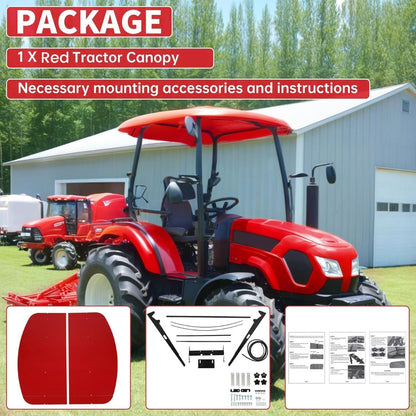 Red Canopy Compatible With All ROPS 48-3/8 Inches X 48-3/8 Inches Equipped Tractors and Mowers With 2 Inches x 2 Inches or 2 Inches x 3 Inches ROPS (Adds About 4 Inches to Tractor Height) LYJD-031S-3