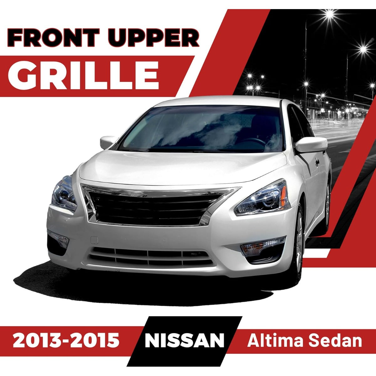 Front Bumper Grill Upper Grille Compatible with 2013 2014 2015 Nissan Altima Sedan Replacement for 623103TA0A NI1200250 Insert Plastic(ABS)