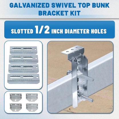 ECOTRIC Galvanized Swivel Top Bunk Bracket Kit Compatible with 2 x 4 Boat Trailer Crossmember - Ski Boat, Fishing Boat or Sailboat