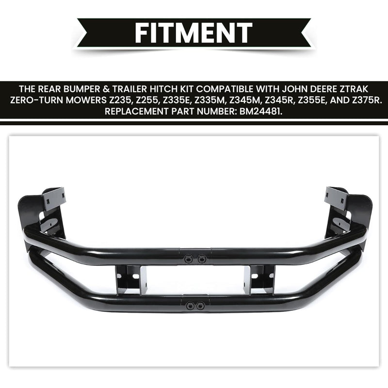 HECASA Rear Bumper & Trailer Hitch Kit Compatible with John Deere ZTrak Zero-Turn Mowers Z235 Z255 Z335E Z335M Z345M Z345R Z355E Z355R Z365R Z375R