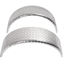 Diamond Plate Round Single Axle Trailer Fender Universal Fits Most 13"-15" Tires Aluminium Silvery 2PCS 31.48" L x 9.11" W x 15.24" H