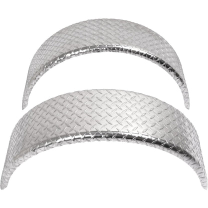 Diamond Plate Round Single Axle Trailer Fender Universal Fits Most 13"-15" Tires Aluminium Silvery 2PCS 31.48" L x 9.11" W x 15.24" H