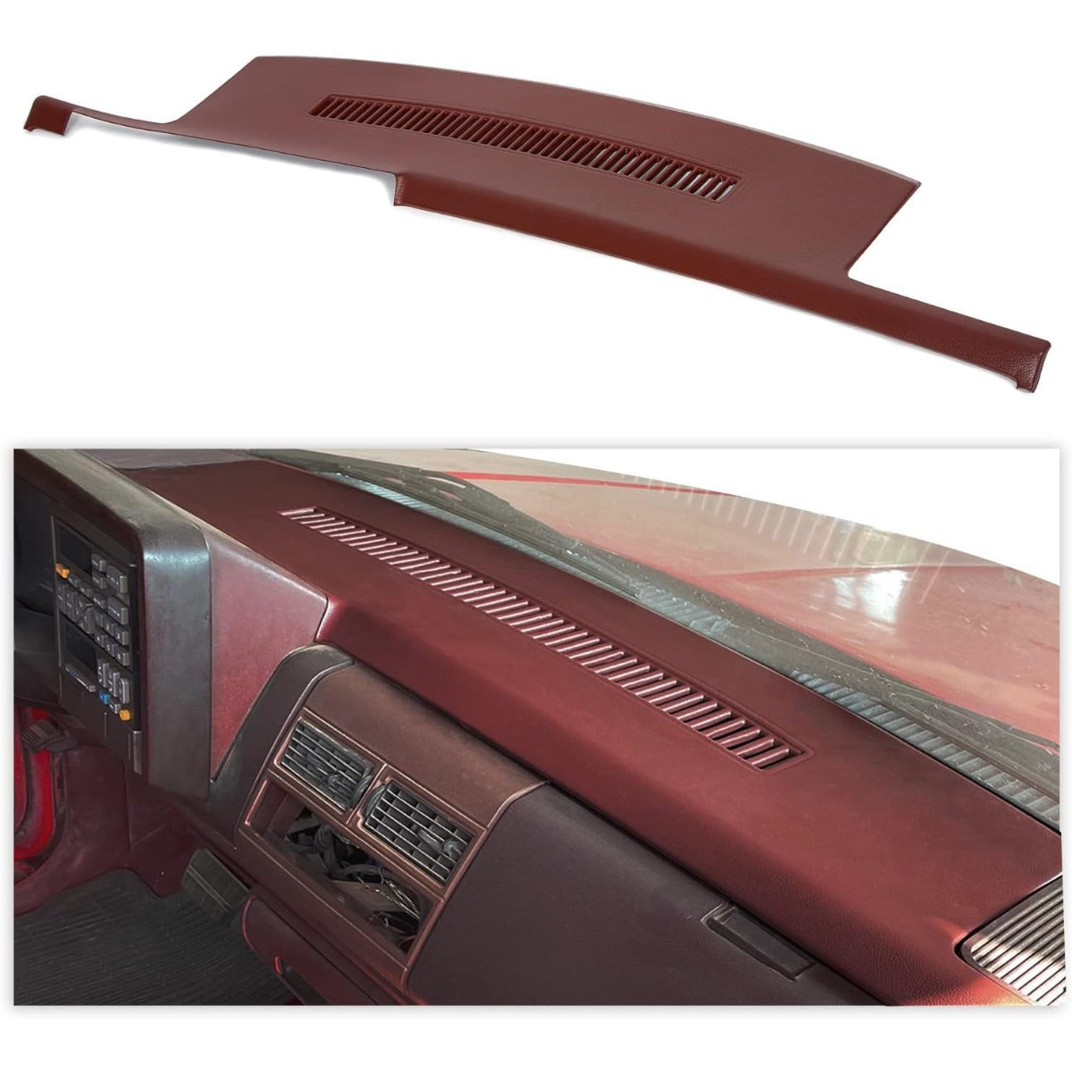 Molded Dash Cover Compatible with 1992-1994 Blazer/1988-1994 GM Trucks Pickups C1500 C2500 C3500 K1500 K2500 K3500 Chevy Suburban Yukon Dashboard Cap Bezel Panel Lid Instrument Cluster Garnet