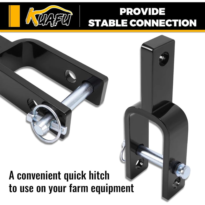 KUAFU Versatile Quick Hitch Adapter Used to Adjust Top Link Bracket Movements Fits for Category 1 3-Point Tractors Steel Black