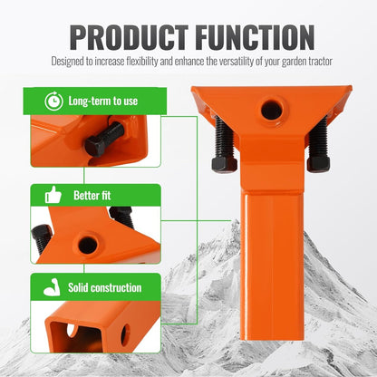 Sleeve Hitch Adapter Fit for 2 Inches Receiver Compatible with 3-Point Hitch Sub-Compact Tractor Steel Lawn Garden Farm Tractor Hitch Adapter Orange