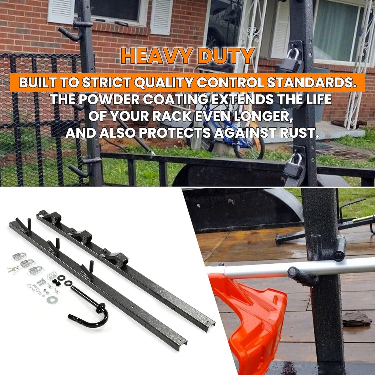 3 Place Weed Eater Rack Carrier Mount On Landscape Truck Trailer Enclosed Trimmer Rack Holder w/Lock Pair Steel Lockable LYA-064