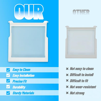 HECASA W10276341 Refrigerator Glass Shelf Compatible with Whirlpool Kenmore Sears Refrigerator Clear White Plastic Glass WPW10276341 1566982 2309523 PS11751711 W10167066 AP6018409 Replacement only