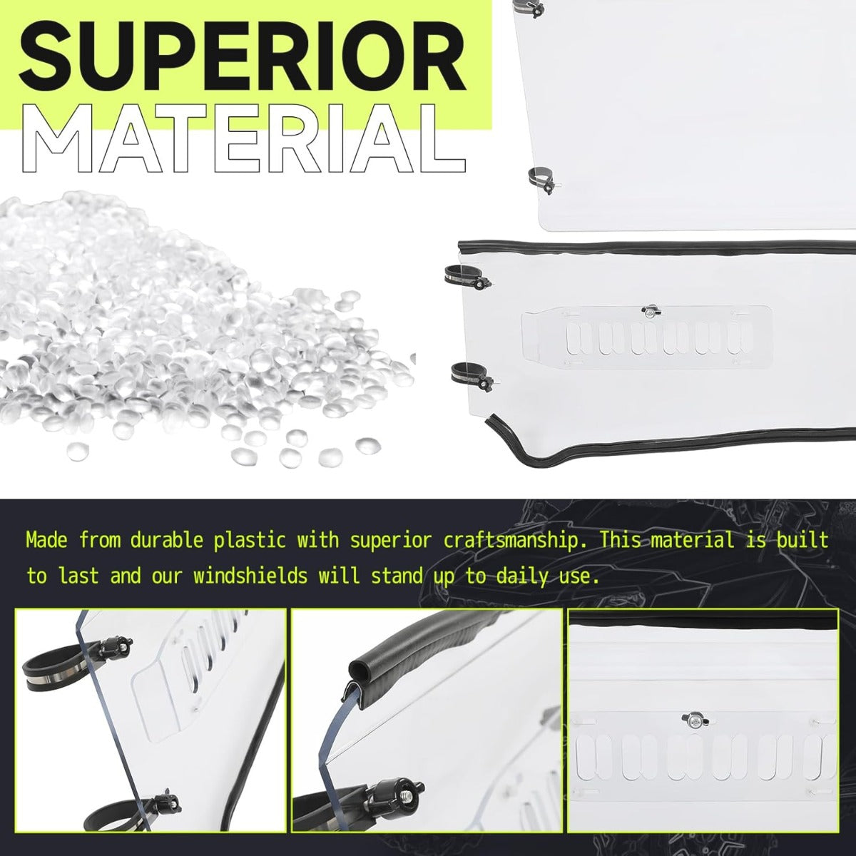 Vented Windshield Compatible with Kubota RTV 900, RTV 900XT, RTV 900XTG (NOT for RTV X900) Full Clear Windscreen