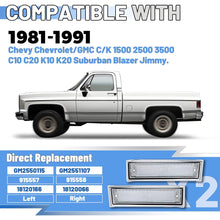 KUAFU Front Fender Side Marker Light Compatible with 1981-1991 Chevy/GMC C/K Series/Suburban/Blazer/Jimmy Replace for GM2551107 GM2550115 915558 915557 18120166 18120066 Bumper Side Lamp Clear Lens