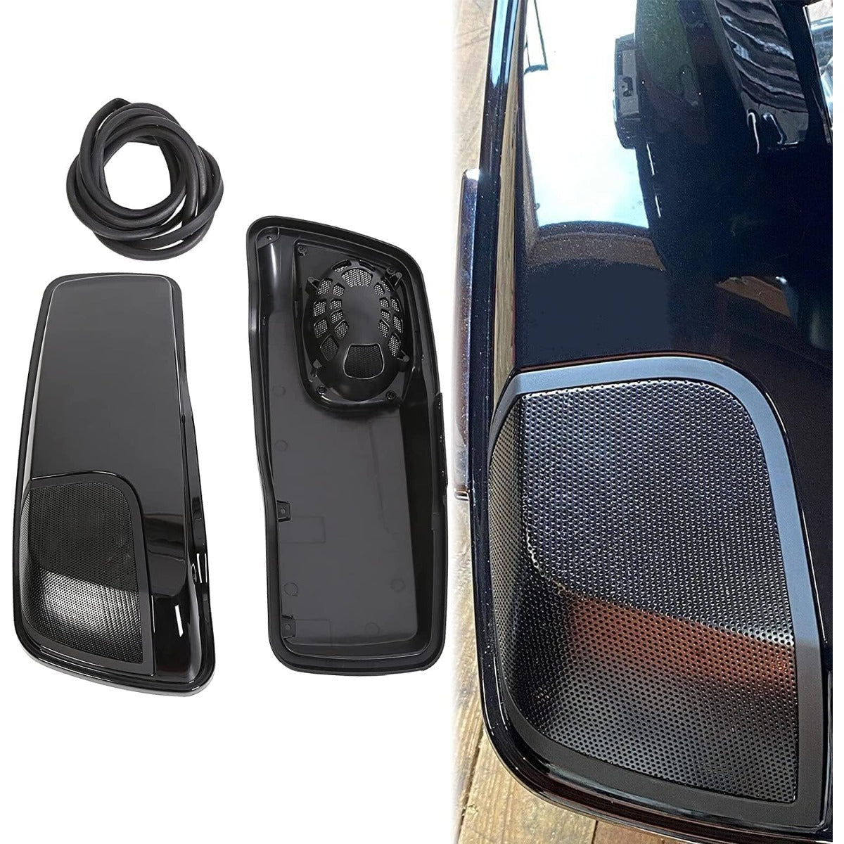 HECASA Saddlebag Speaker Lid w/ 5"x7" Speaker Grille (Pair) Compatible with 2014-2023 Harley Davidson Touring FLT FLHT FLHTCU FLHRC Road King Road Glide Street Glide Electra Glide Ultra-Classic