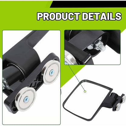 Universal Magnetic Tractor Mirrors Compatible with Kubota John Deere Zero Turn Mower Rearview Side Mirrors Black 2Pcs 220LB Rated