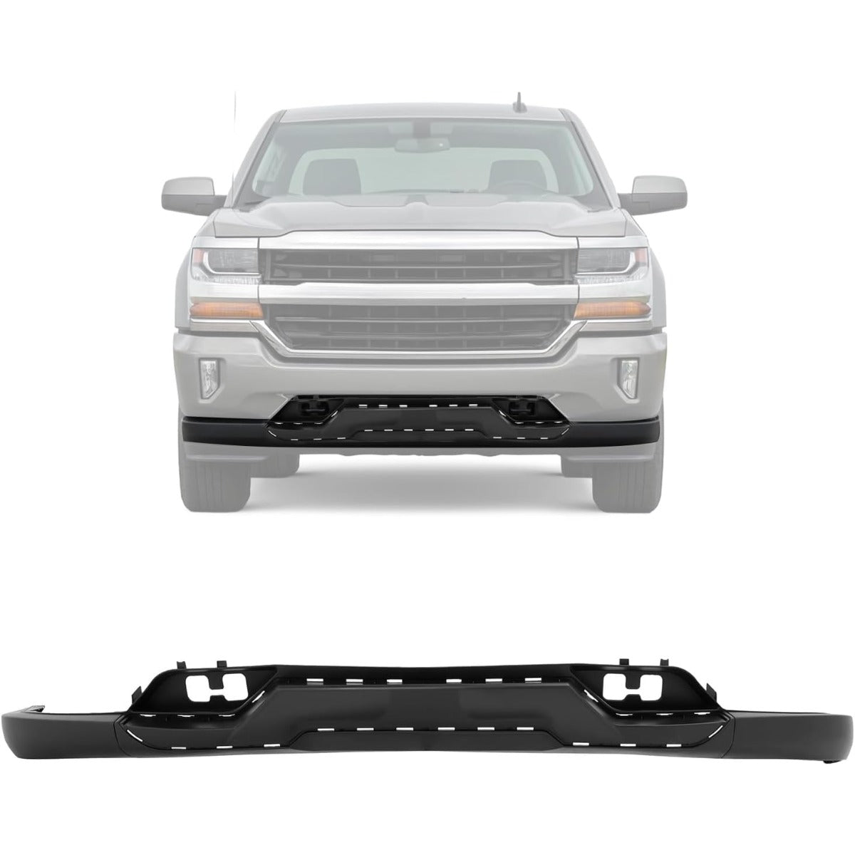 KUAFU Front Lower Bumper Valance 3PCS Panel Compatible with 2016-2018 Chevy Chevrolet Silverado 1500 2019 Silverado 1500 LD Replaces 84029815 Air Dam Spoiler w/Z71 Package & Skid Plate Plastic