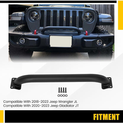 KUAFU 3-1/8 Inch Height Brush Guard Compatible With 2018-2026 Jeep Wrangler JL 2020-2026 Gladiator JT 82215351 Rubicon Brush Guard Front Bumper Grille Guard Protector Brush Push Bar