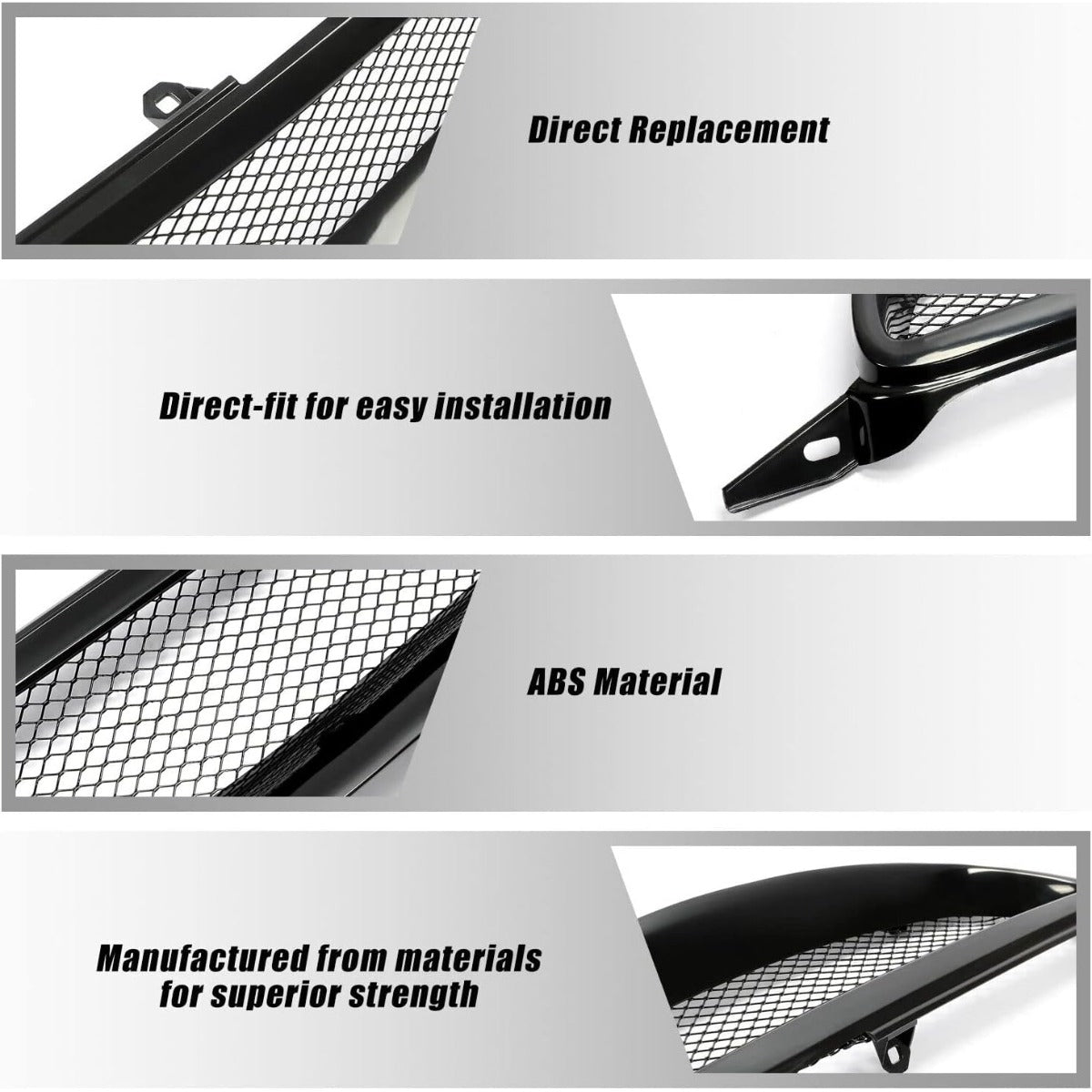 Front Bumper Grill Compatilbe with 2003-2006&2008 Toyota Corolla CE/LE/S/XRS Sedan 4-Door Front Hood Grille Black