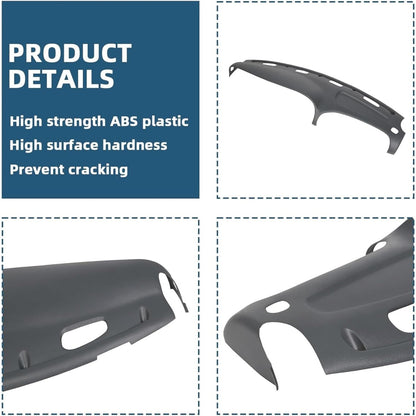Dash Cover Overlay Compatible with 1998-2001 Dodge Ram 1500, 1998-2002 Dodge Ram 2500 Base/Dodge Ram 3500 Base Trucks Gray Dashboard Dash Cap Pad Bezel Molded Protector LYAP-299S-2