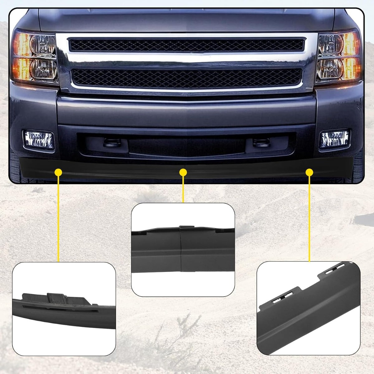 New Front Lower Bumper Valance Air Deflector Compatible with 2007-2013 Chevy Chevrolet Silverado 1500 25821880 GM1092191 Air Deflector Extension Black