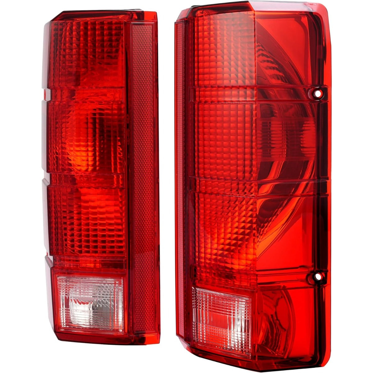 HECASA Pair Tail Light Compatible with 1980-1986 Ford F-150 F-250 F-350 Bronco F-100 Halogen Brake Lamp Taillight Replacement for E4TZ13405B FO2800103 E4TZ13404B FO2801102 Red White Lens Black Housing