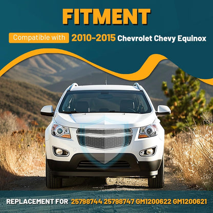 Upper & Lower Grille Compatible with 2010-2015 Chevrolet Chevy Equinox Replacement for 25798744 25798747 GM1200622 GM1200621 Black Chrome Grille Assembly