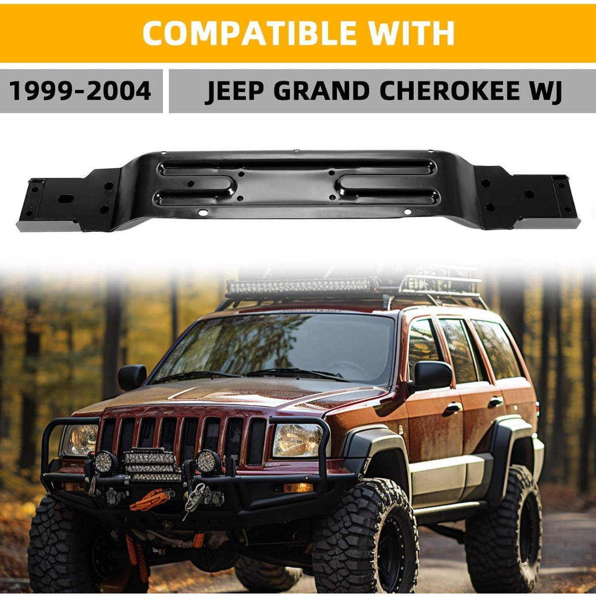 KUAFU Transmission Crossmember Compatible with 1999-2004 Jeep Grand Cherokee WJ Replacement for 52058940AD Powder Coated Steel