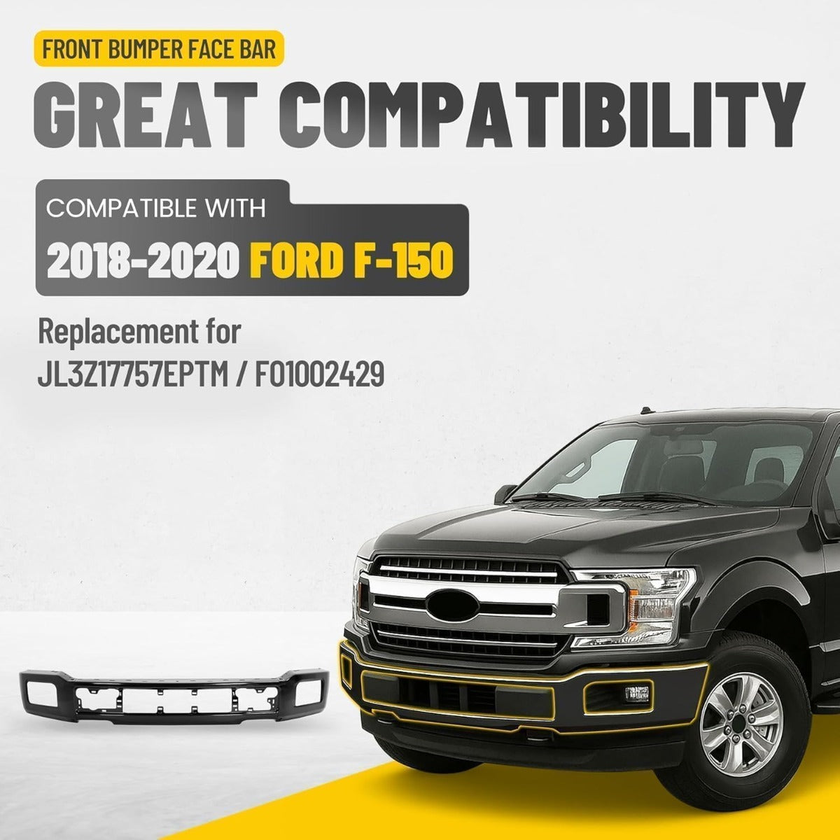KUAFU 3 PCS Bumper Face Bar Compatible with F150 Fits Models