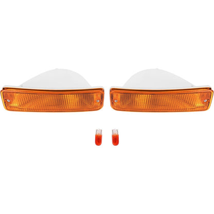 KUAFU Pair Turn Signal Light Compatible with 1989-1995 Toyota Pick-Up Truck 1990-1991 Toyota 4Runner SR5 (2 Wheel Drive Models) Right and Left Lamp Yellow Lens Replacement for TO2521107 TO2520105