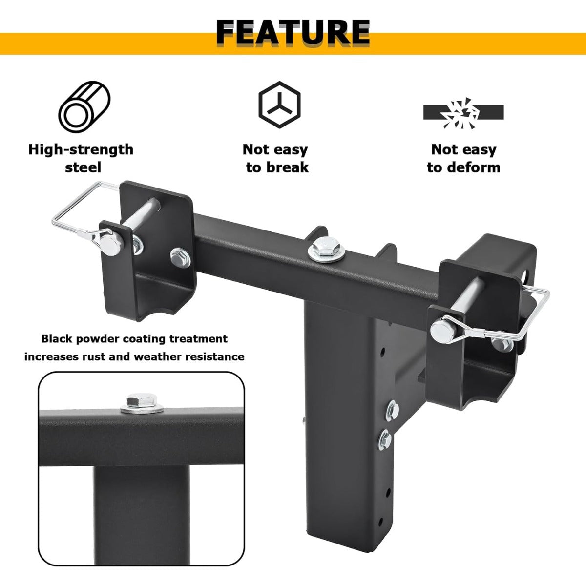 Single Trash Can Hitch 2-inch Trash Can Receiver Mounted Garbage Hook for Lawn Mower Garden Tractors Steel Black