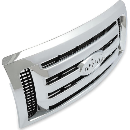 Silver Grille Compatible With 2009-2014 Ford F-150 XL Model Bumper Grille Assembly Cover Guard Chrome Shell w/Black Insert 9L3Z8200D FO1200511