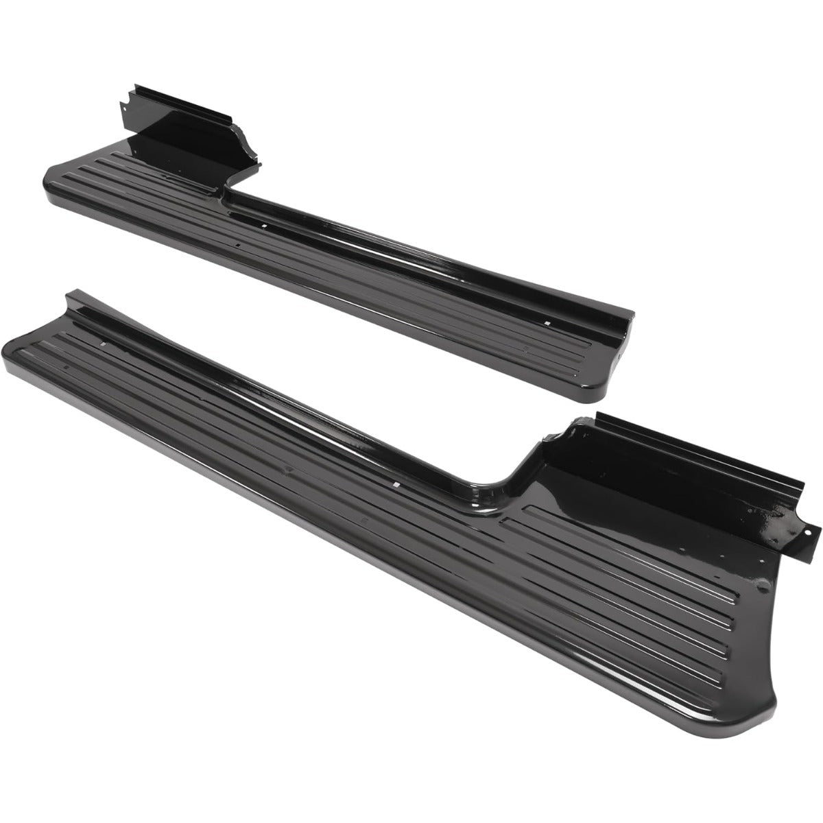 Running Board Pair Compatible with 1953-1956 Ford F100 2-Door Pickup Truck Short Bed Step Board Powder Coated Black Steel Left+Right