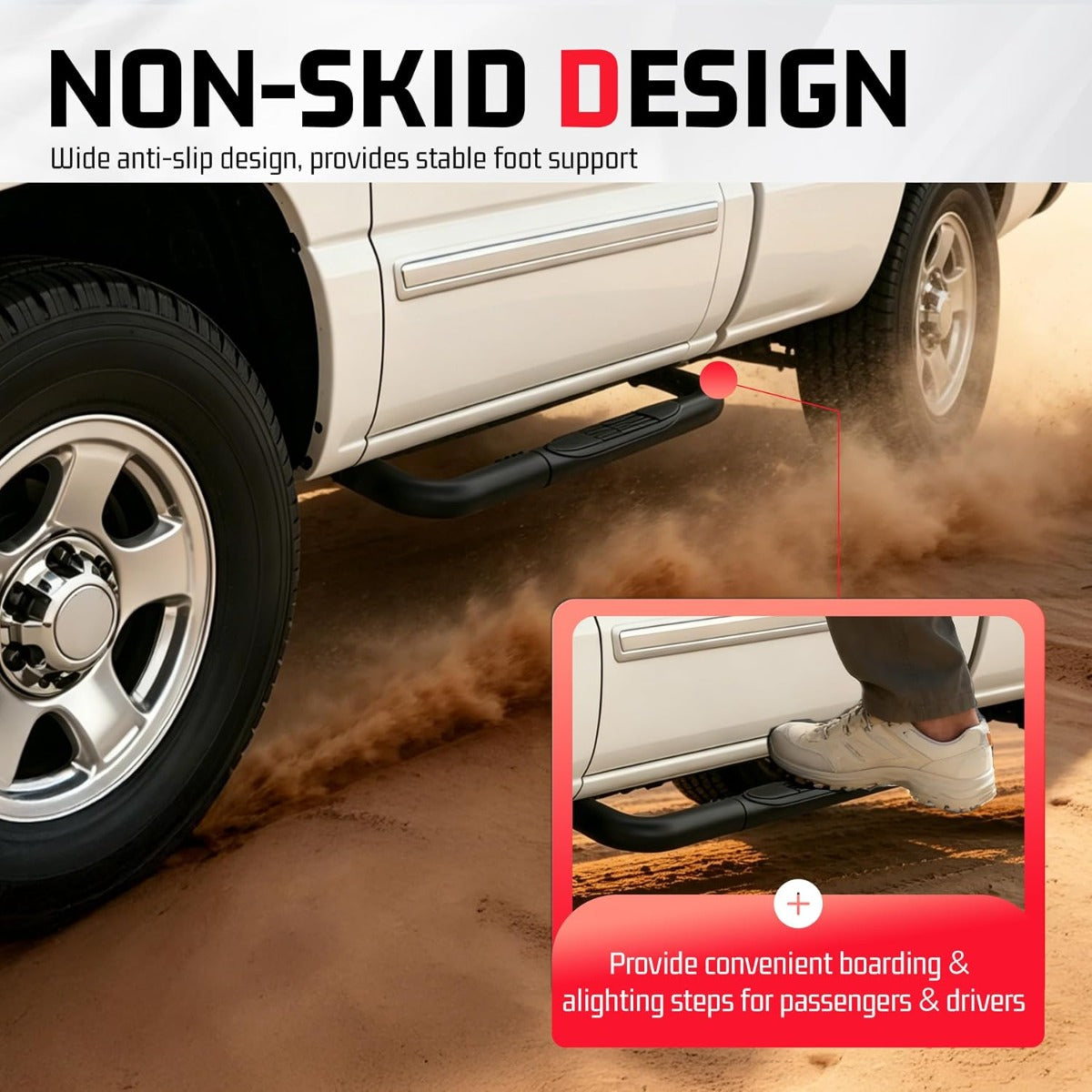 Side Steps Compatible with 1999-2018 Chevy Chevrolet Silverado & GMC Sierra 1500 2500 2500HD 3500 3500HD Regular Cab Running Boards Step Bars Steel+Plastic Powder Coated Black