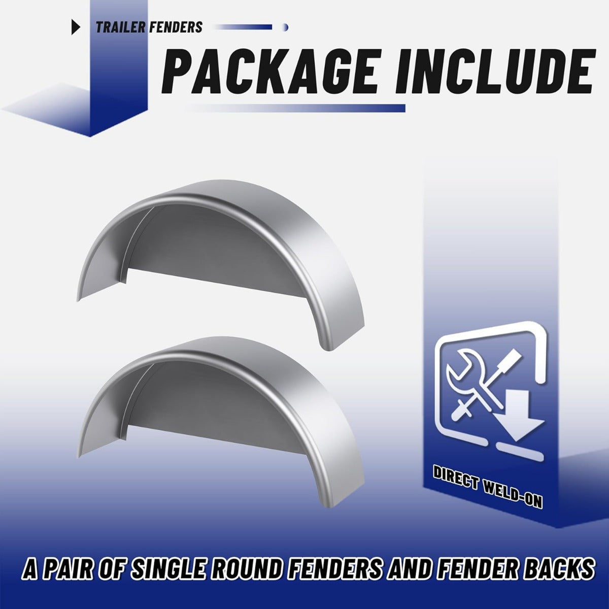 Round Trailer Fenders W/Fender Backs 32-1/8 Inchesx 9-1/8 Inches x 14-3/8 InchesFit 14 Inches-16 Inches Wheels Compatible with Car Hauler Cargo Utility Trailer Landscape Trailer 2 Pack LYAM-432