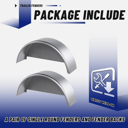 Round Trailer Fenders W/Fender Backs 32-1/8 Inchesx 9-1/8 Inches x 14-3/8 InchesFit 14 Inches-16 Inches Wheels Compatible with Car Hauler Cargo Utility Trailer Landscape Trailer 2 Pack LYAM-432