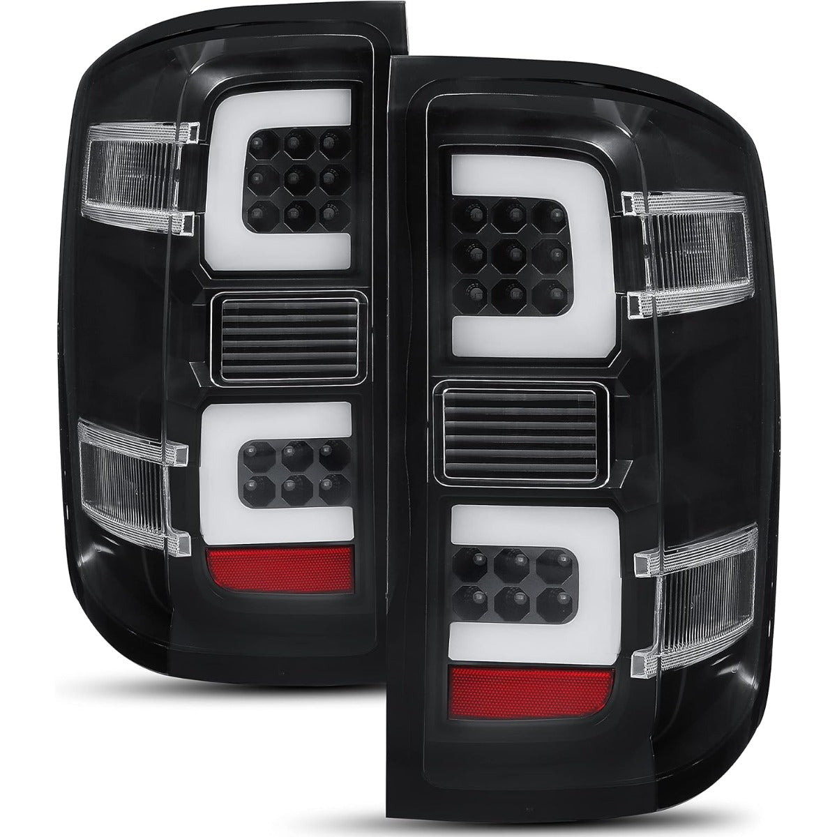 HECASA LED Tail Lights Compatible with 2014-2018 Silverado 1500 2500HD 3500HD Replacement for 23141274 23141275 Left & Right Clear Lens Black Housing