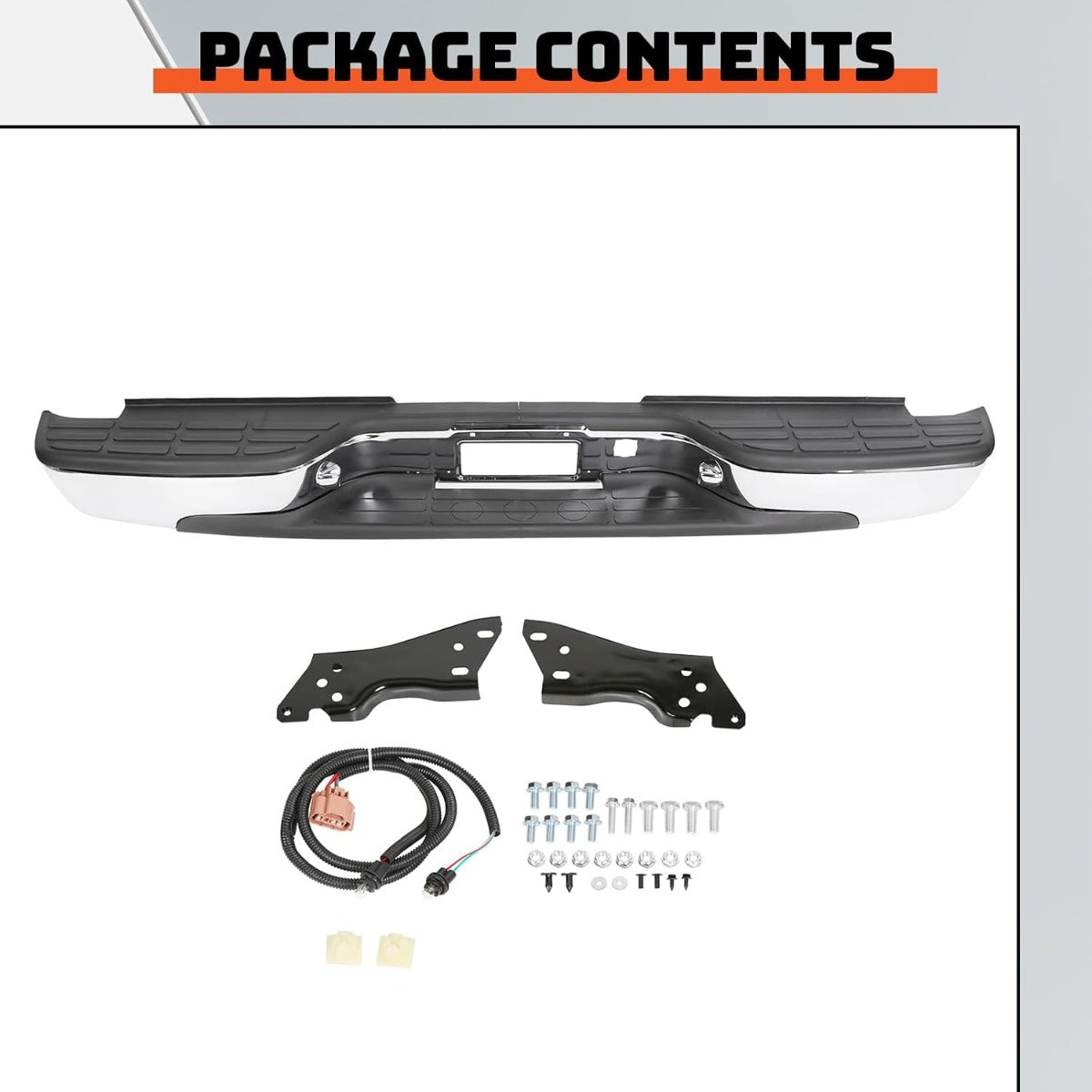 ECOTRIC Rear Step Bumper Bar Chrome Compatible with 1999-2006 Chevy Chevrolet Silverado GMC Sierra 1500 2500 W/Pad & License Plate Lights Replacement for GM1103122 12496085 FLEET SIDE BED ONLY