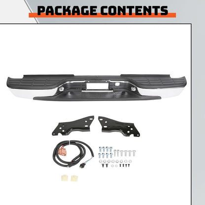 ECOTRIC Rear Step Bumper Bar Chrome Compatible with 1999-2006 Chevy Chevrolet Silverado GMC Sierra 1500 2500 W/Pad & License Plate Lights Replacement for GM1103122 12496085 FLEET SIDE BED ONLY