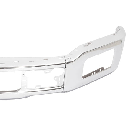 Front Bumper Face Bar Compatible with 2018-2020 Ford F-150 w/Fog Light Hole Bumper Impact Bar Replacement for JL3Z17757A FO1002430 Chrome Silvery Steel 3Pcs