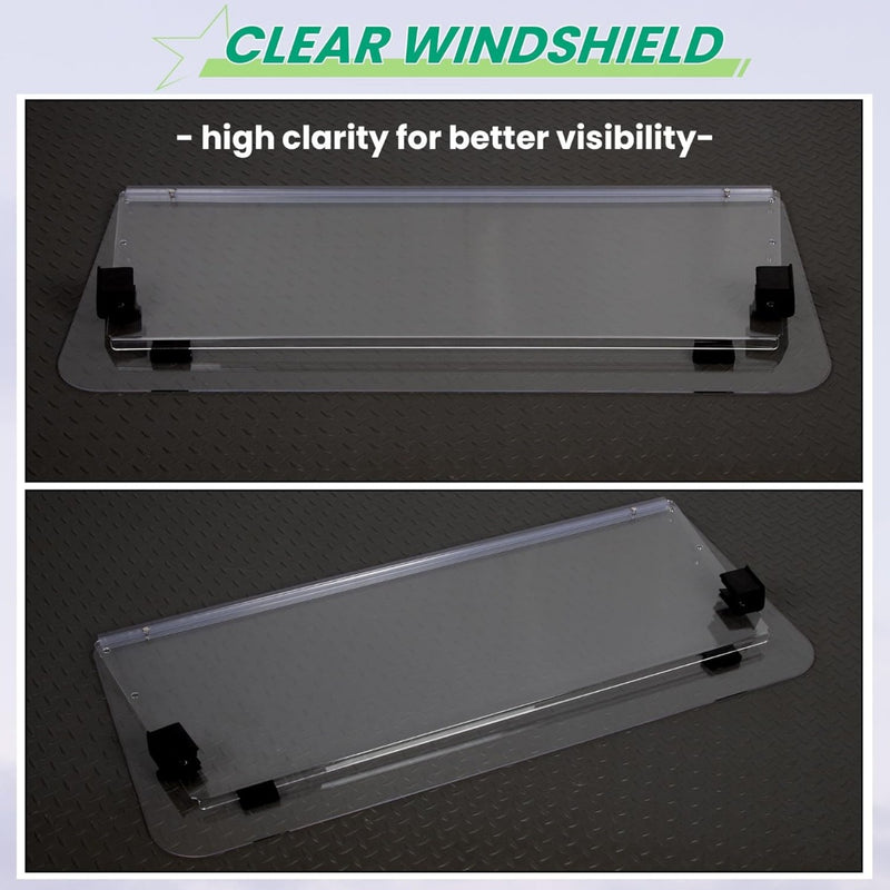 KUAFU Clear Windshield Compatible with 2000.5 - UP Golf Cart Club Car DS Fold Down B23-62-C