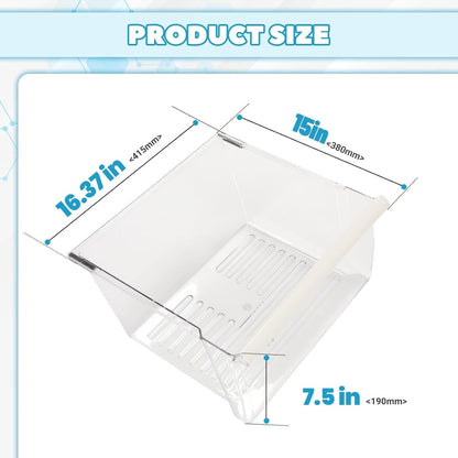 2188656 Replacement Crisper Drawer (Upper) Compatible with Whirlpool Kenmore Refrigerator Upper Bin with Humidity Control Plastic (PS) Clear LYOP-047